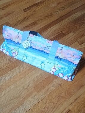 Yoga Mat Tote Bag in Pastel Blue & Pink - Lightweight Carryall